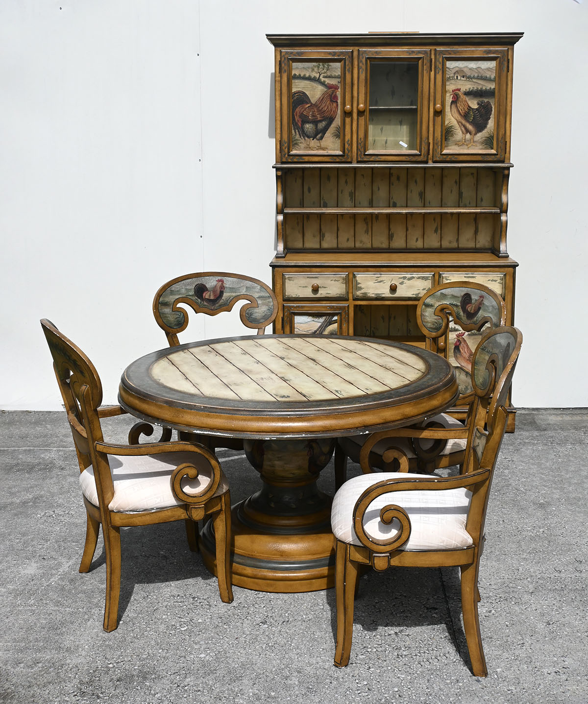 6 PC. ROOSTER MOTIF DINING SET: