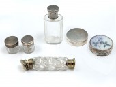 6 PC SILVER PERFUME BOTTLES &