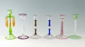 6 PC. STEUBEN ART GLASS CANDLE