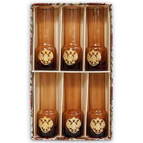 (6 PC) VINTAGE AMBER GLASS SHOT