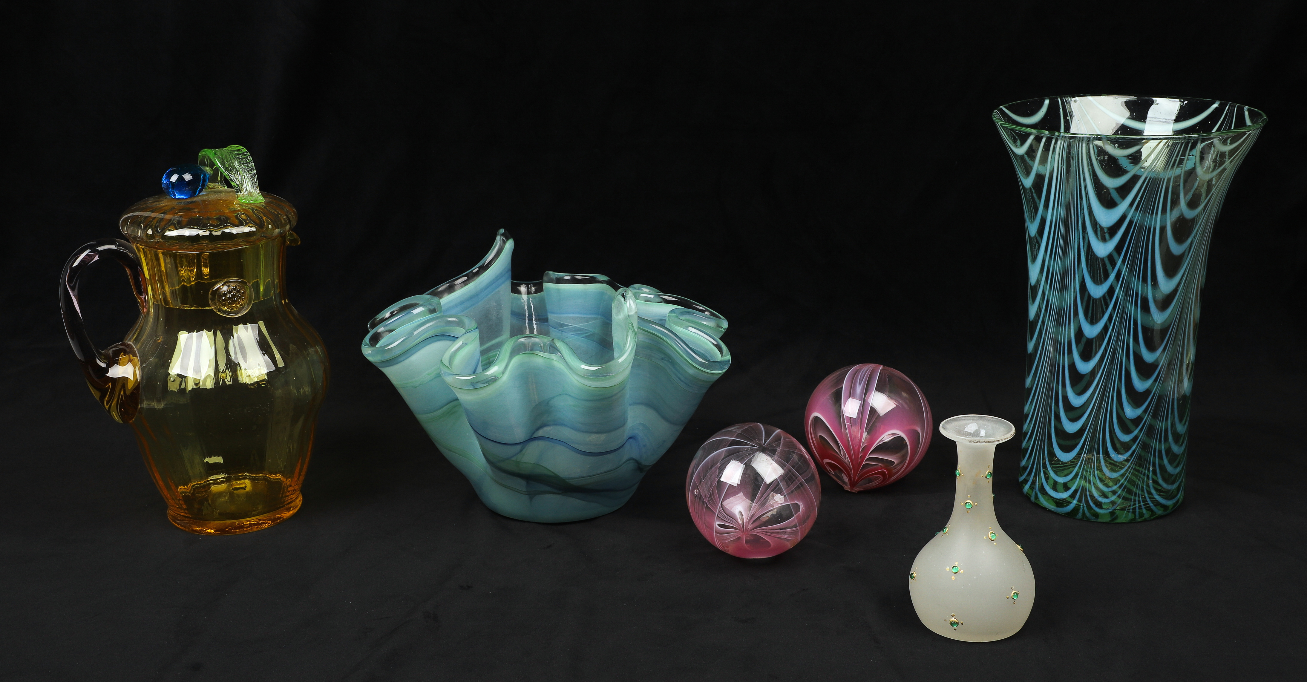 (6) Pcs art glass, c/o Murano