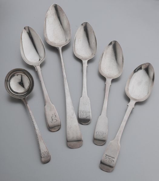 (6) pcs. Georgian sterling silver