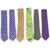 (6 PCS) HERMES SILK NECKTIE GR