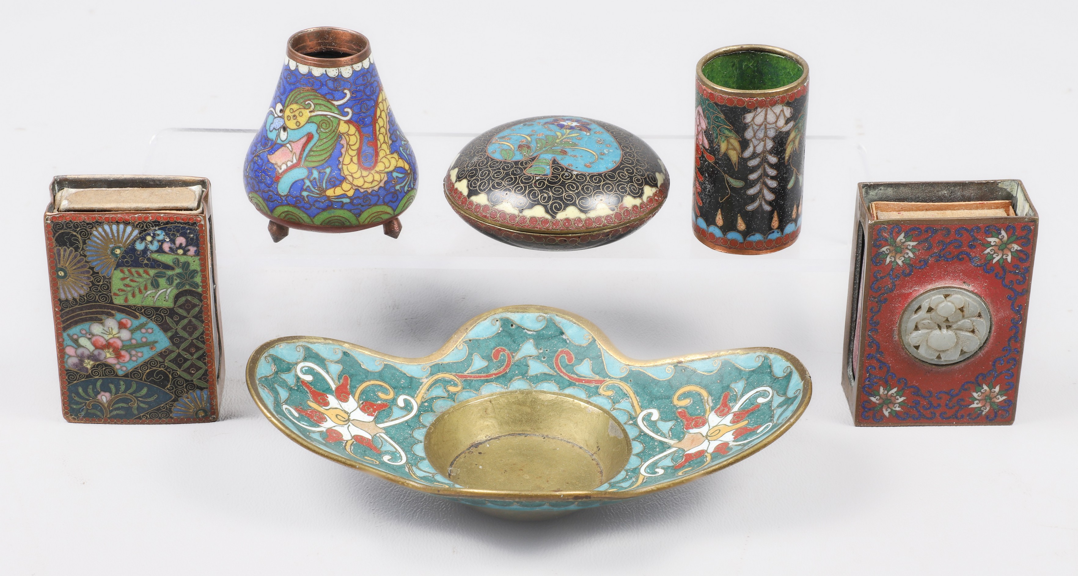(6) Pcs Japanese cloisonne