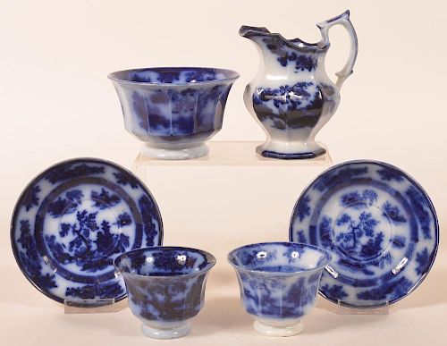 6 PCS. OF FLOW BLUE "CHAPOO"
