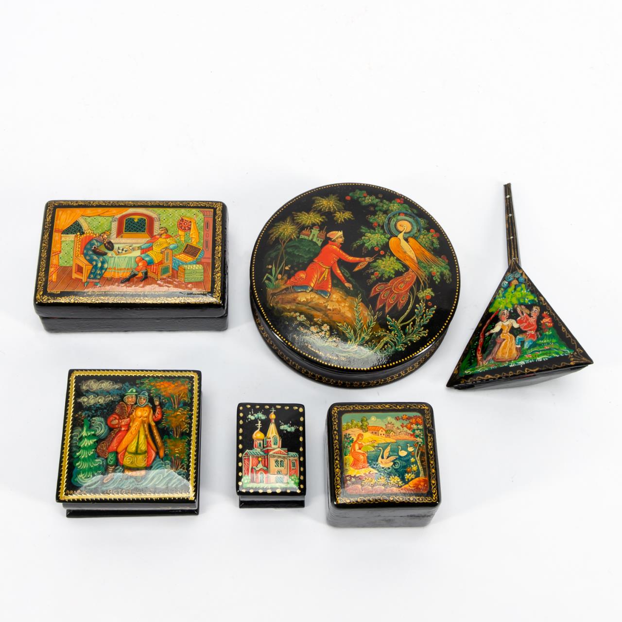6 PCS, RUSSIAN PAINTED LACQUER