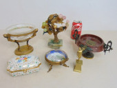 6 PIECE BRONZE, PORCELAIN LOT,