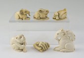 6 PIECE CARVED IVORY ANIMAL NE