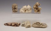 6 PIECE CARVED IVORY ANIMALS N