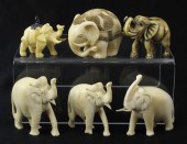 6 PIECE CARVED IVORY NETSUKE &