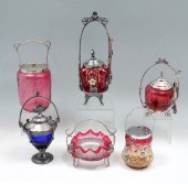 6 PIECE CRANBERRY & COBALT GLA