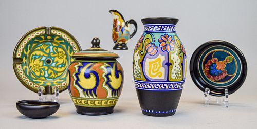 6 PIECE GOUDA ART POTTERY GROUPING6