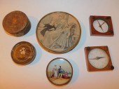 6 PIECE LOT - BOXES & 2 COMPAS