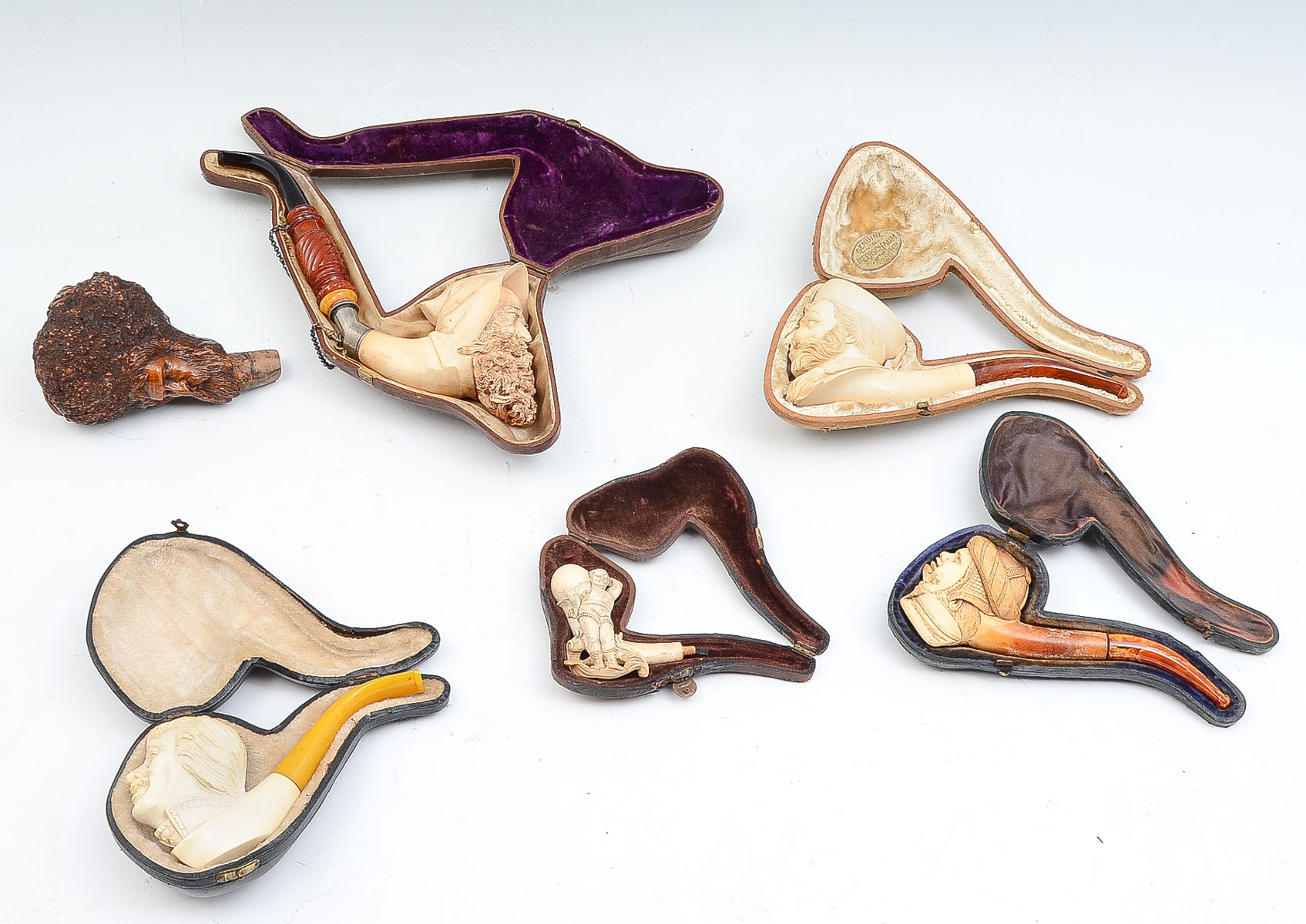 6 PIECE MEERSCHAUM & BRIARWOOD PIPE