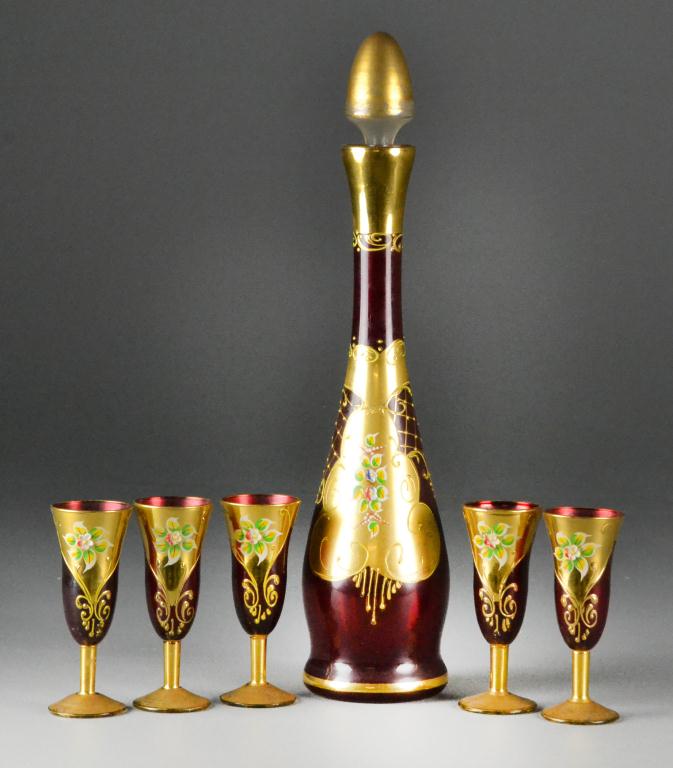 (6) Piece Mosher-style Red Glass