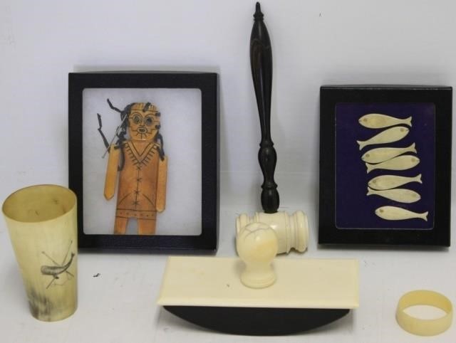 6 PIECE SCRIMSHAW LOT TO INCLUDE