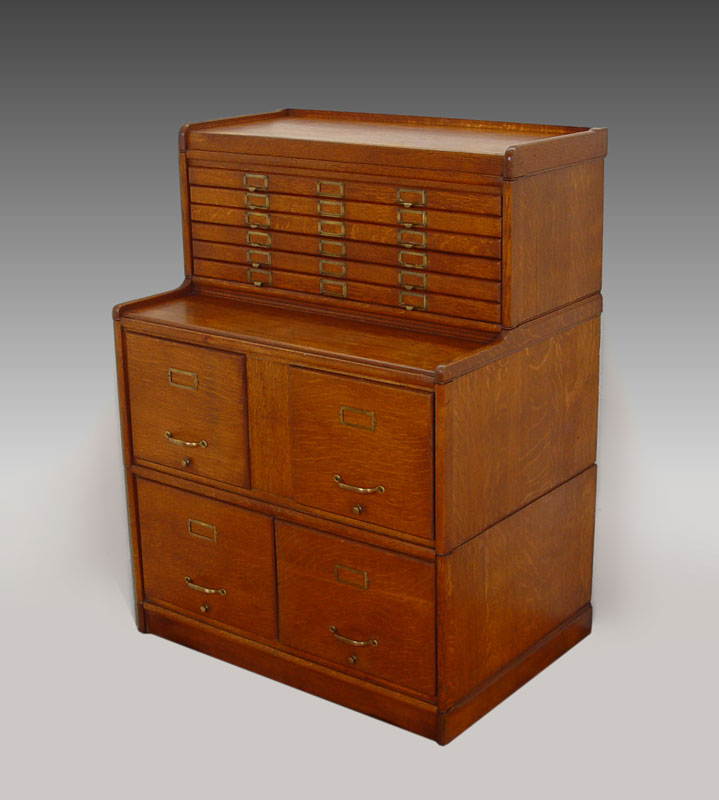 6 PIECE STACKABLE OAK FILE CABINET: