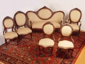 6 PIECE VICTORIAN WALNUT PARLO
