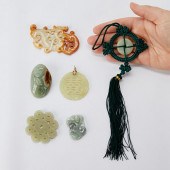 6 PIECES CHINESE JADE, SERPENT
