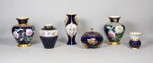 6 PIECES COBALT PORCELAIN3 urn