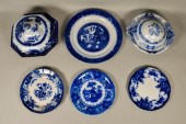 6 PIECES FLOW BLUE PORCELAIN6