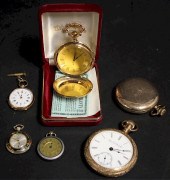 6 POCKET WATCHES, ELGIN,TIMEX,