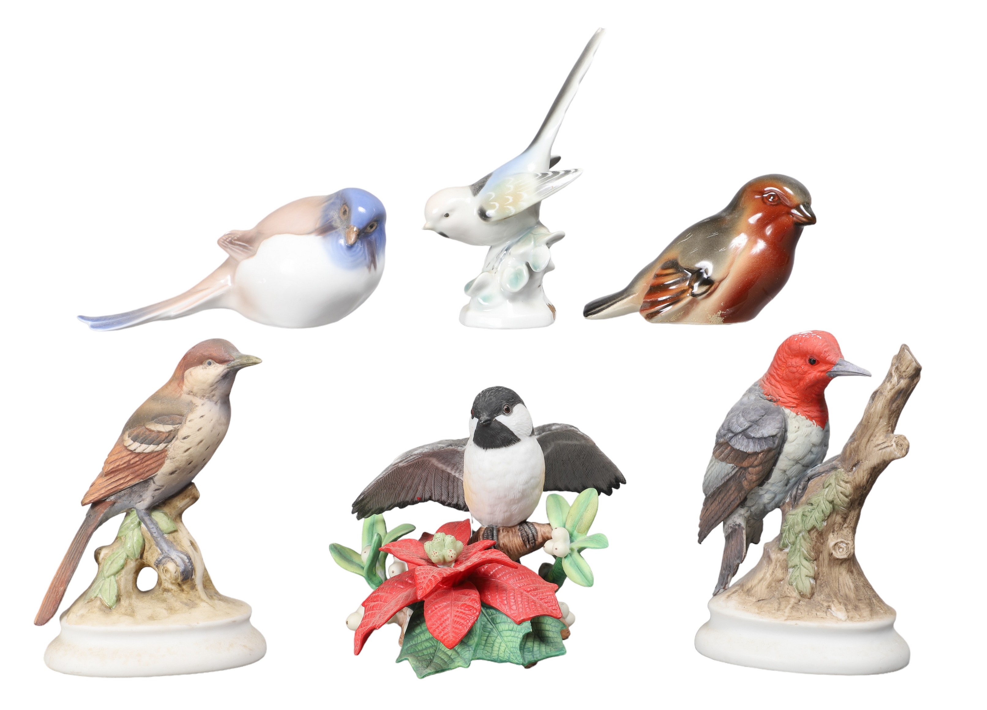 (6) Porcelain bird figurines,