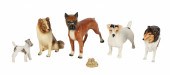 (6) Porcelain dog figurines, c