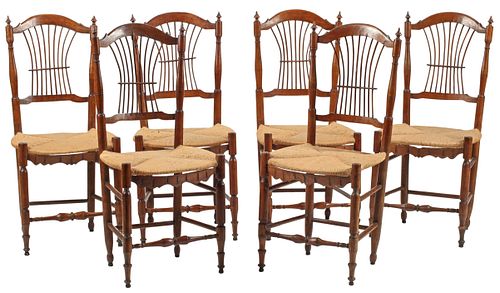 (6) PROVINCIAL RUSH-SEAT SPINDLED