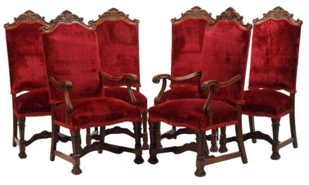 (6) RENAISSANCE STYLE CARVED DINING