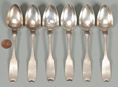 6 SAMUEL BELL COIN SILVER SPOONS,