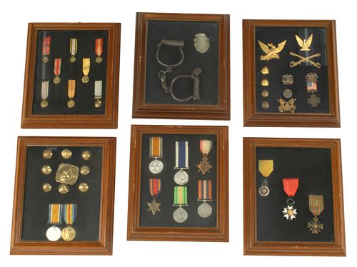 (6) SHADOW BOXED MILITARY MEDALS,