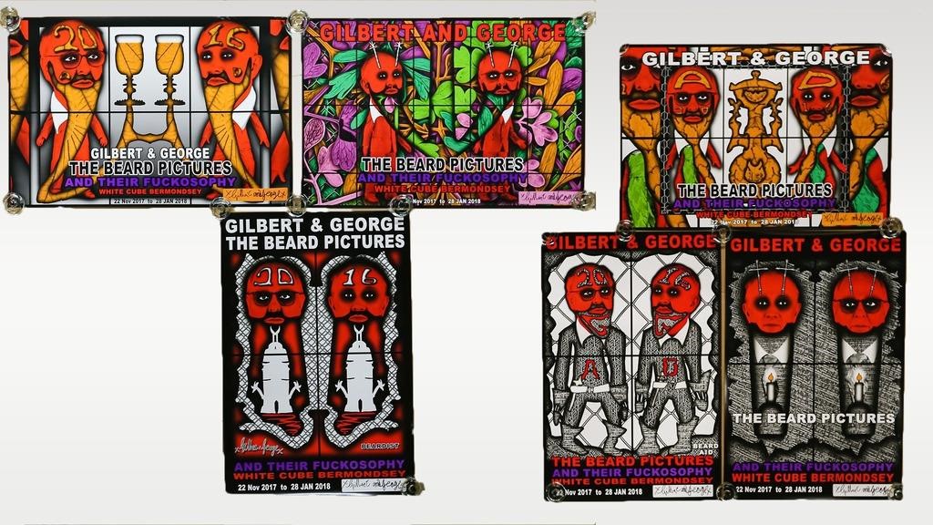6 SIGNED GILBERT AND GEORGE BEARD