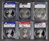 (6) SILVER EAGLE $1 PCGS GRADE