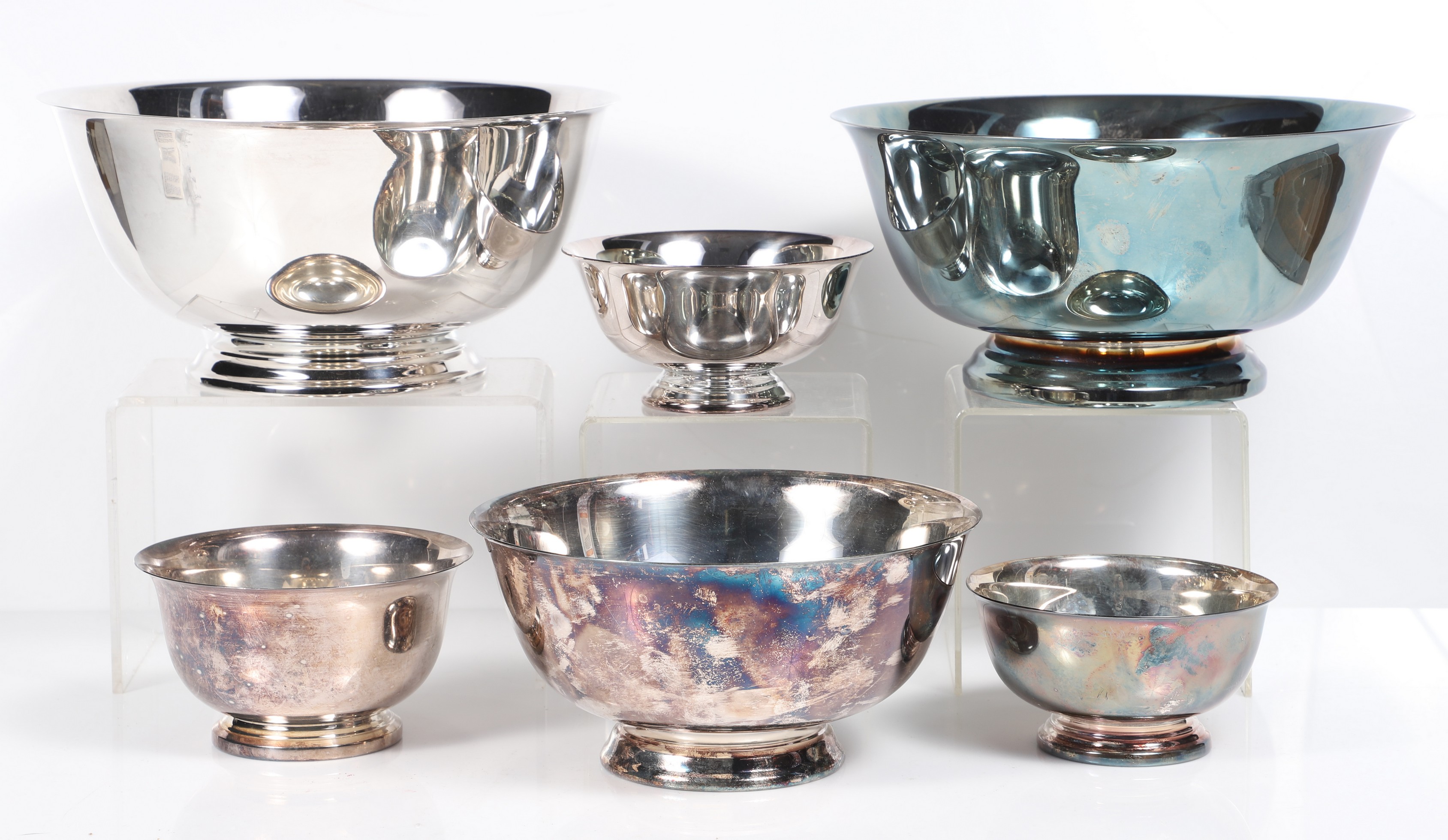 (6) Silver plate Revere bowls,