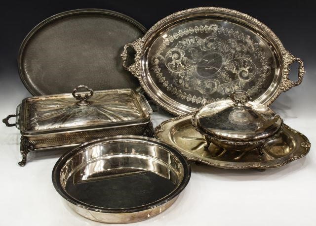 (6) SILVERPLATE & PEWTER SERVING