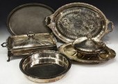 (6) SILVERPLATE & PEWTER SERVI