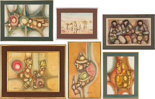 6 SOUTH AFRICAN ABSTRACT PAINTINGS,
