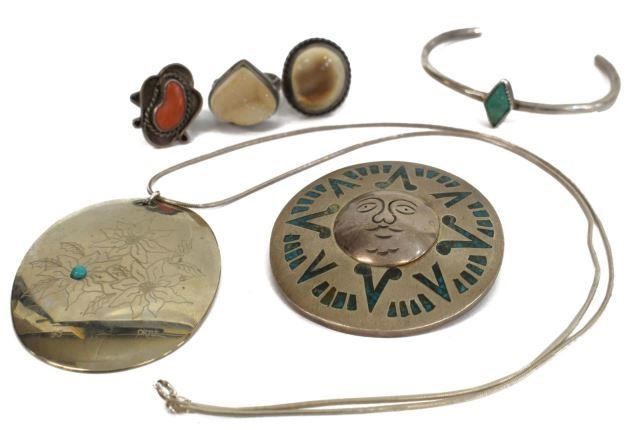(6) SOUTHWESTERN SILVER JEWELRY,