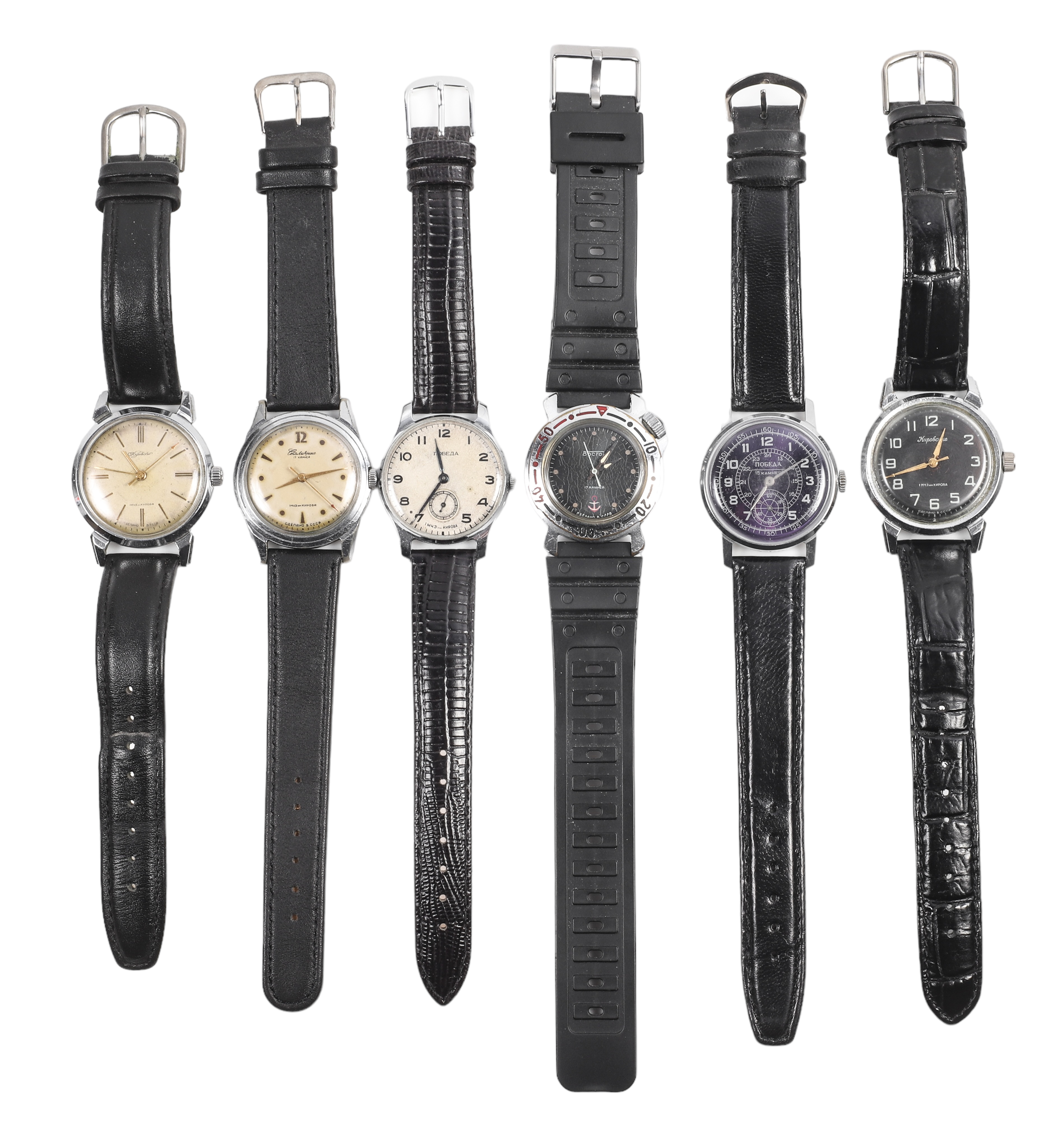 (6) Soviet era wrist watches to