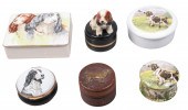(6) Spaniel dog trinket boxes,
