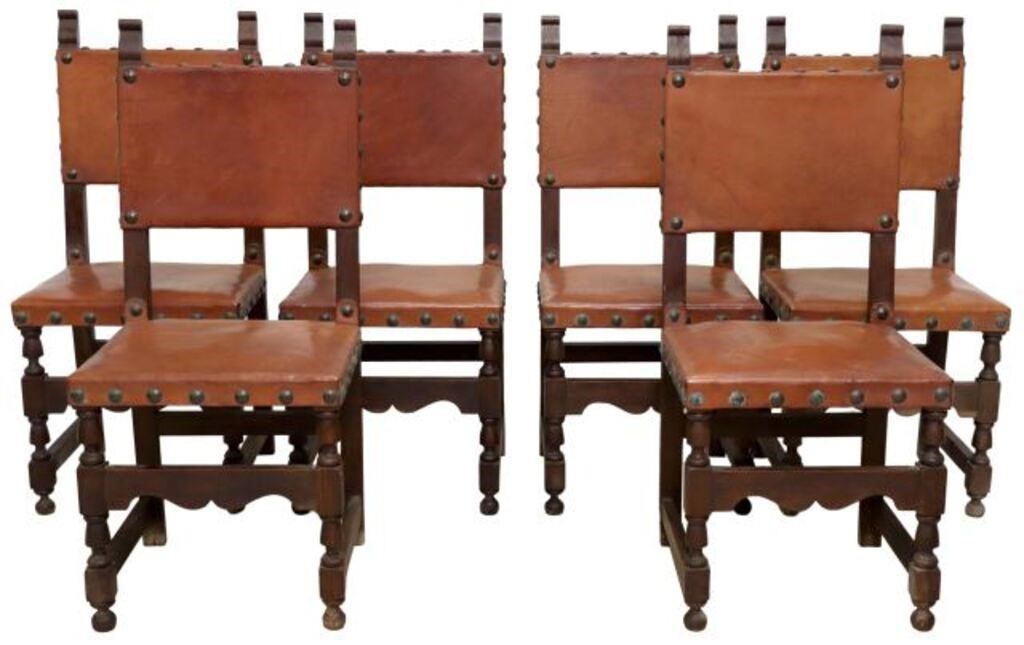 (6) SPANISH BAROQUE STYLE LEATHER