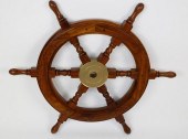 6-SPOKE MAHOGANY SHIP'S WHEEL