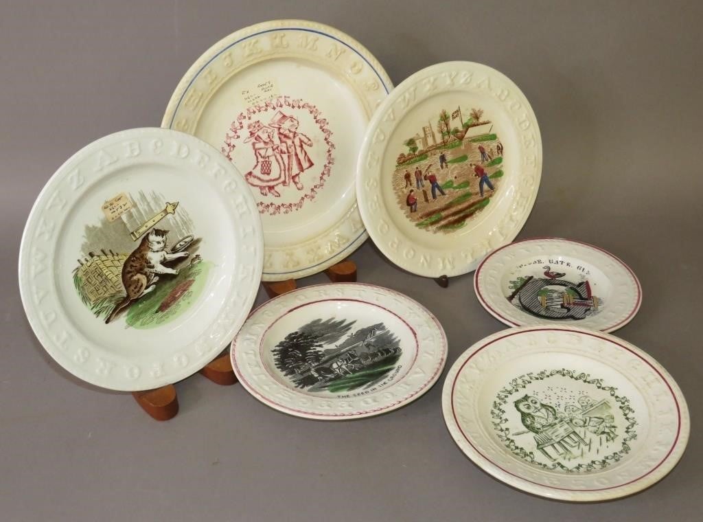 6 STAFFORDSHIRE ABC PLATESca.