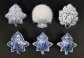 6 STAFFORDSHIRE PORCELAIN LEAF