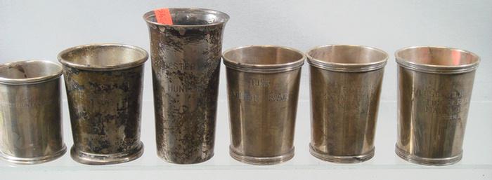 6 sterling silver julep cups, (3)