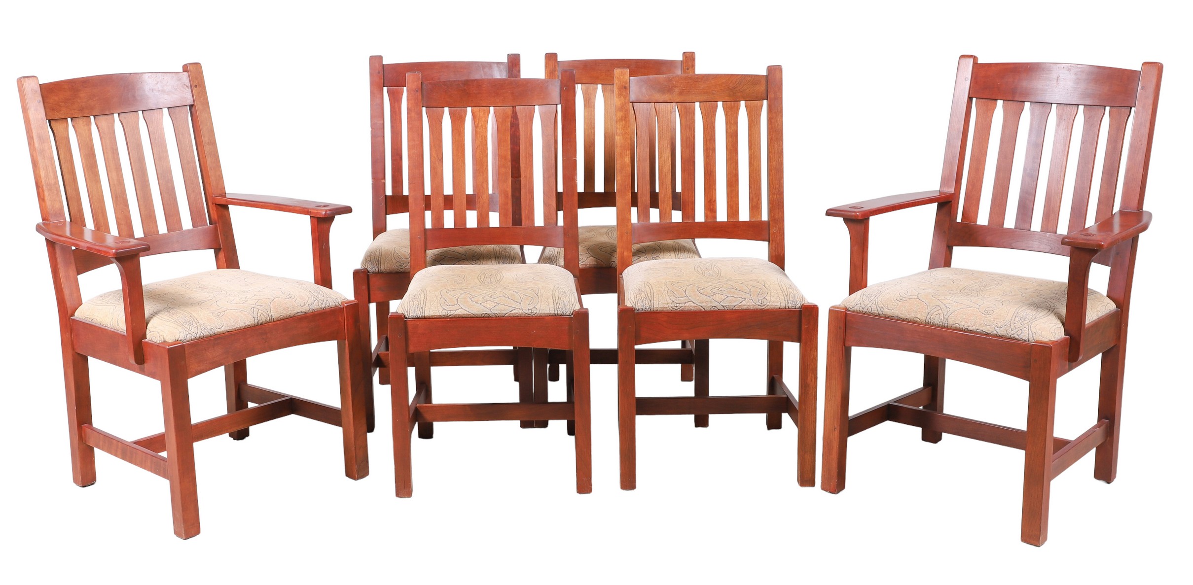 (6) Stickley cherry slatted