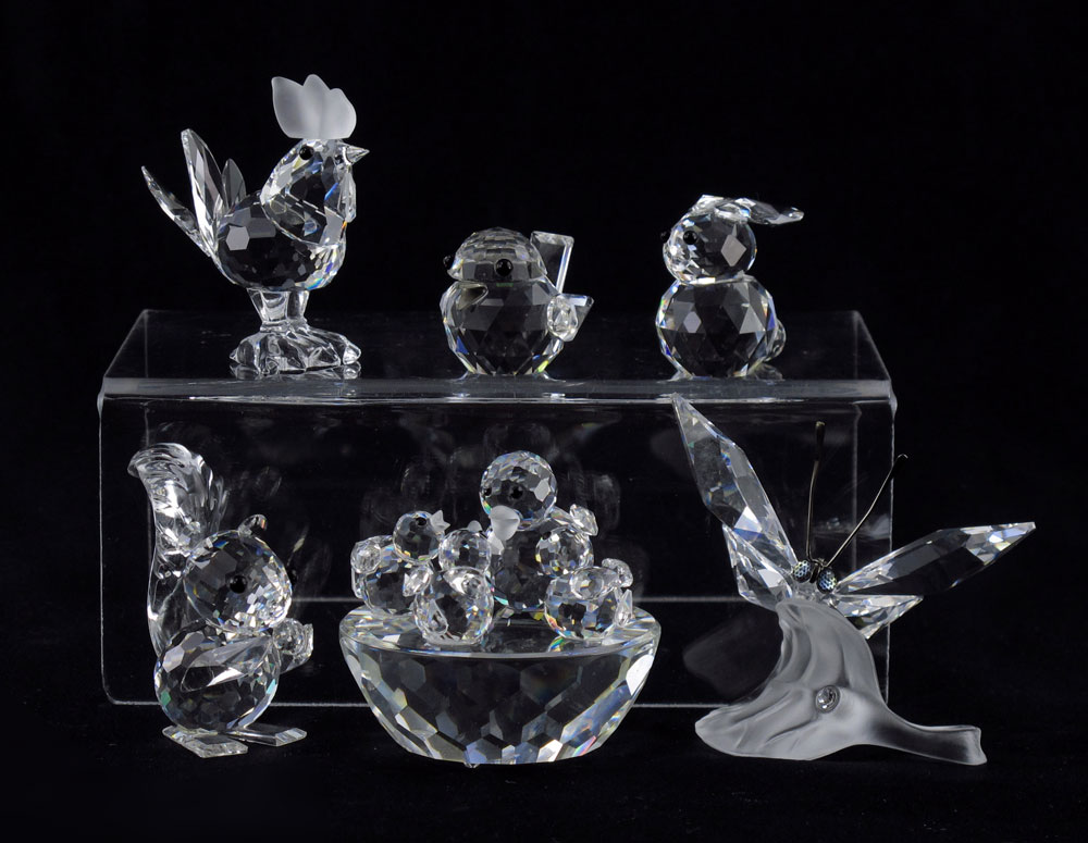 6 SWAROVSKI CRYSTAL FIGURINES: To