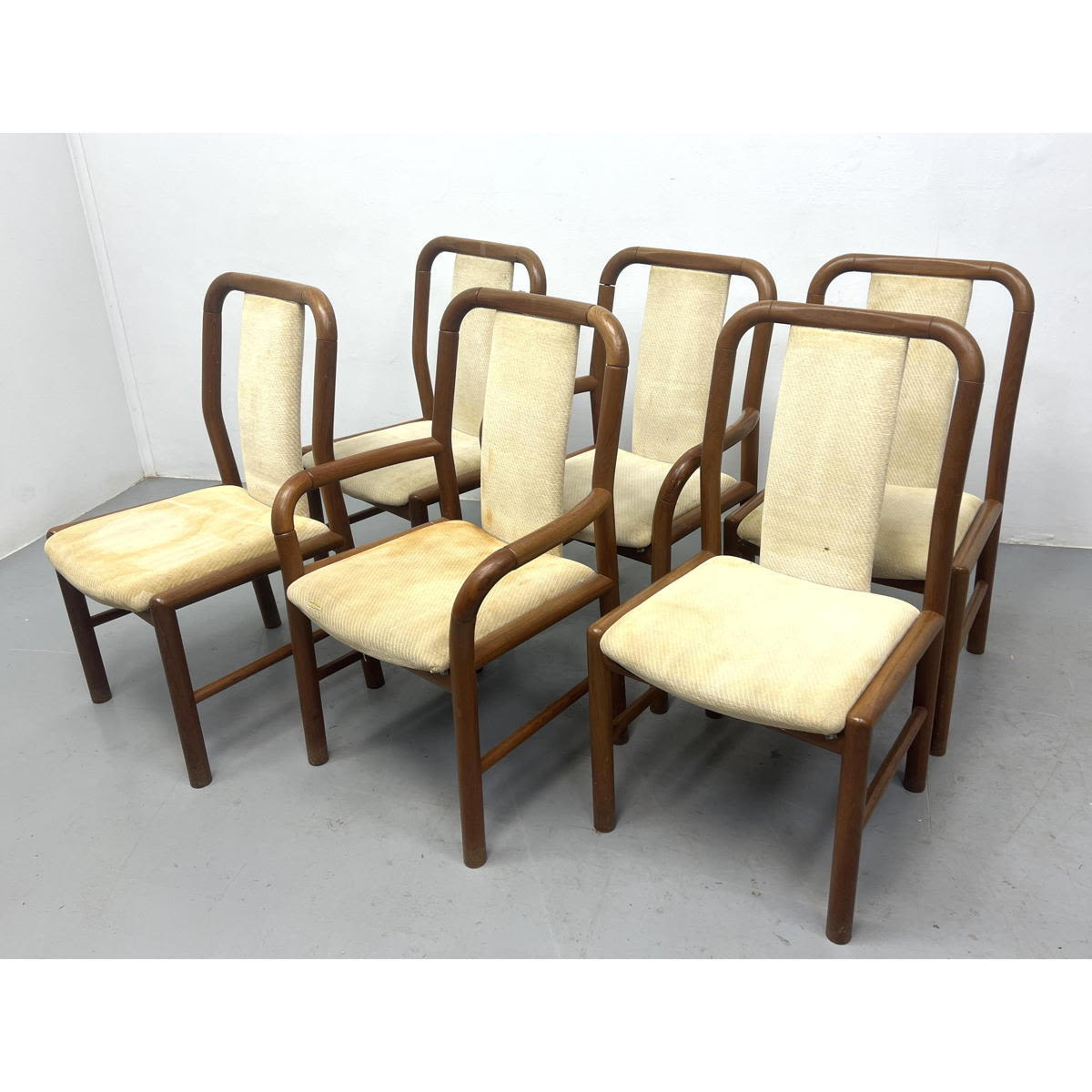 6 Teak Dining Chairs - 4 Side