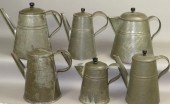 6 TIN COFFEE POTSca. 19th-earl